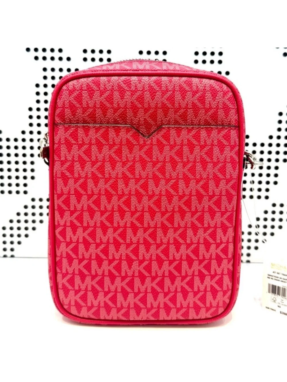 Michael Kors Jet Set Travel Medium Signature Logo Crossbody Bag Dark Raspberry